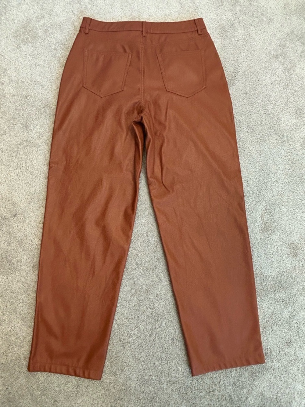 Joe fresh rust brown burnt orange fauxl leather vegan straight leg pants 8 NWOT - Picture 4 of 13